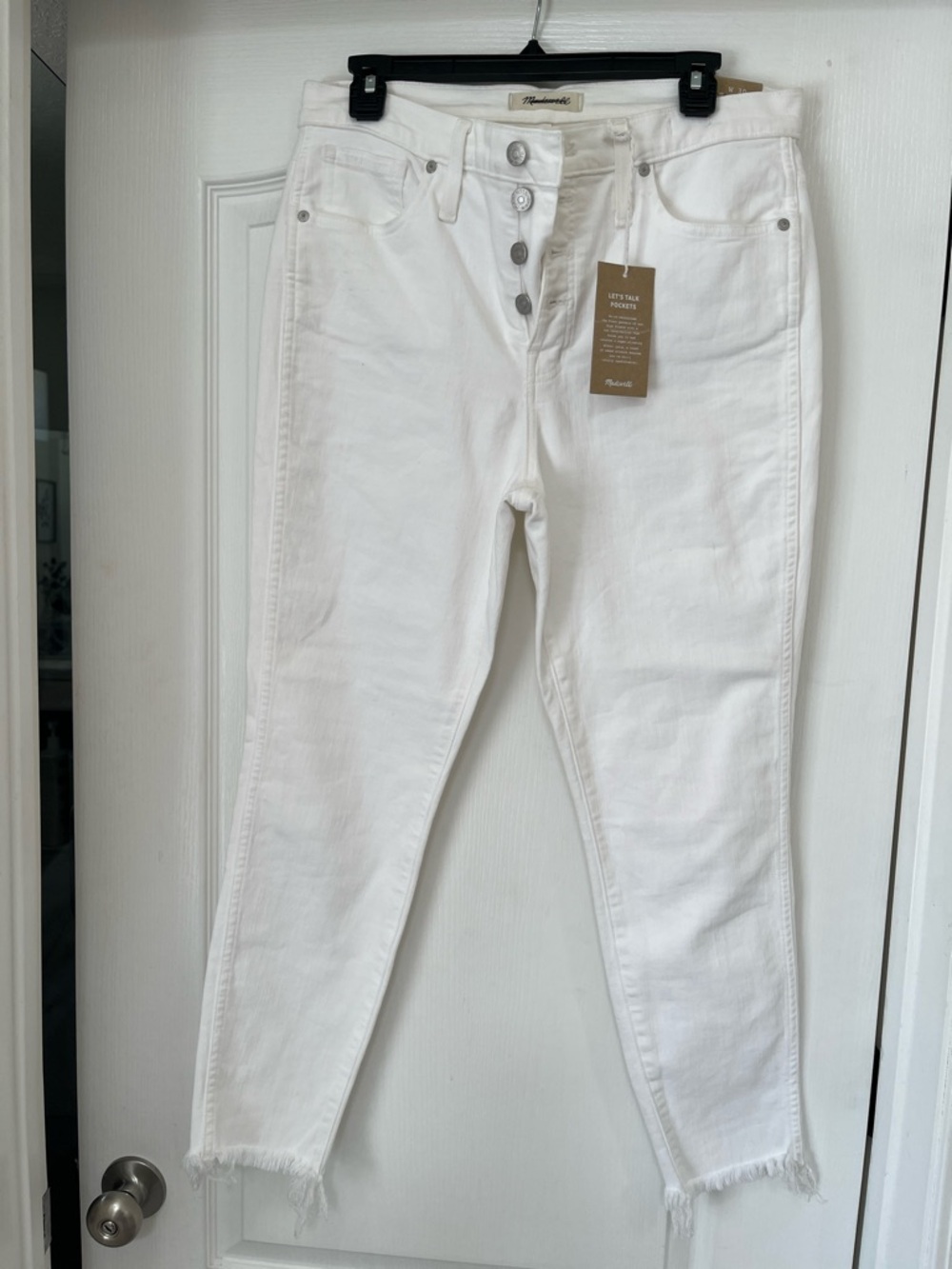 Madewell White High-Rise Skinny Jeans with Button-Fly, NWT, 30